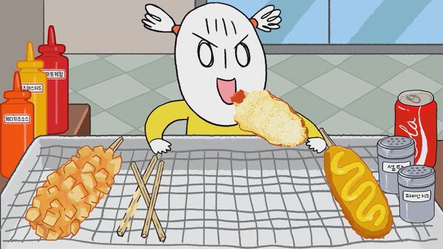 야외에서 먹는 신라면 애니먹방 외